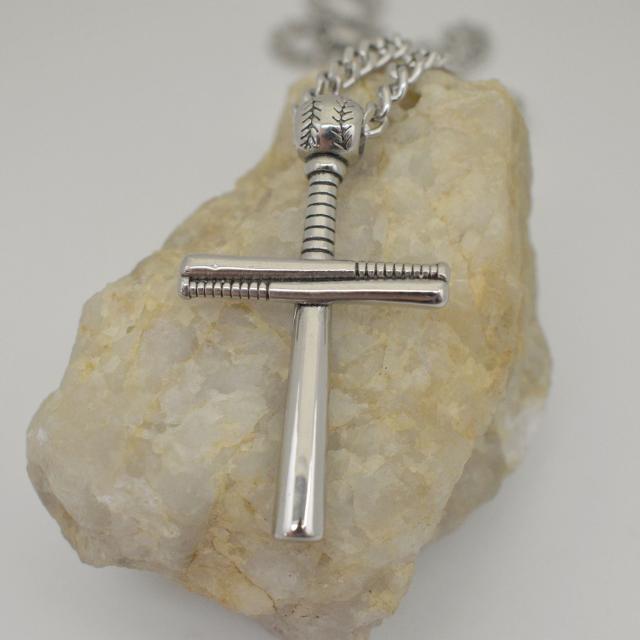 baseball bat cross stainless steel mens necklace.jpg
